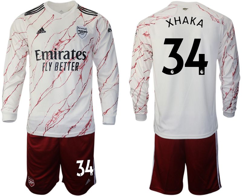 Men 2020-2021 club Arsenal away long sleeve #34 white Soccer Jerseys->arsenal jersey->Soccer Club Jersey